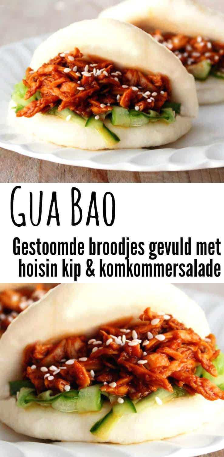 Gua Bao - Gestoomde broodjes gevuld met hoisin kip en komkommersalade
