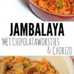 Jambalaya met chipolataworstjes & chorizo - Lekker, simpel, in 1 pan en binnen 45 minuten op tafel!