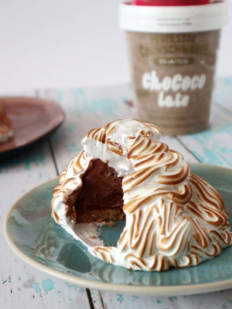 Mini Baked Alaska met vegan chocolade ijs van Professor Grunschnabel