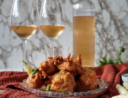 BOB Rosé wijnpairing met witte aspergebeignets met Provençaalse kruidendip